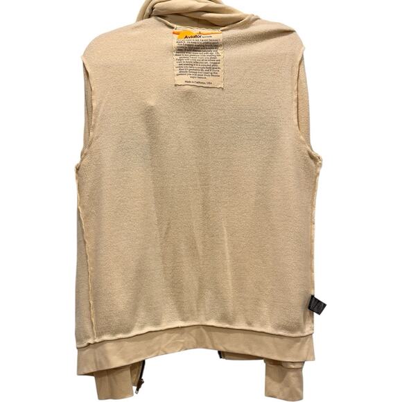 Aviator Nation 5 Stripe Vintage White Hoodie Unisex Size L Full Zip - Picture 5 of 10